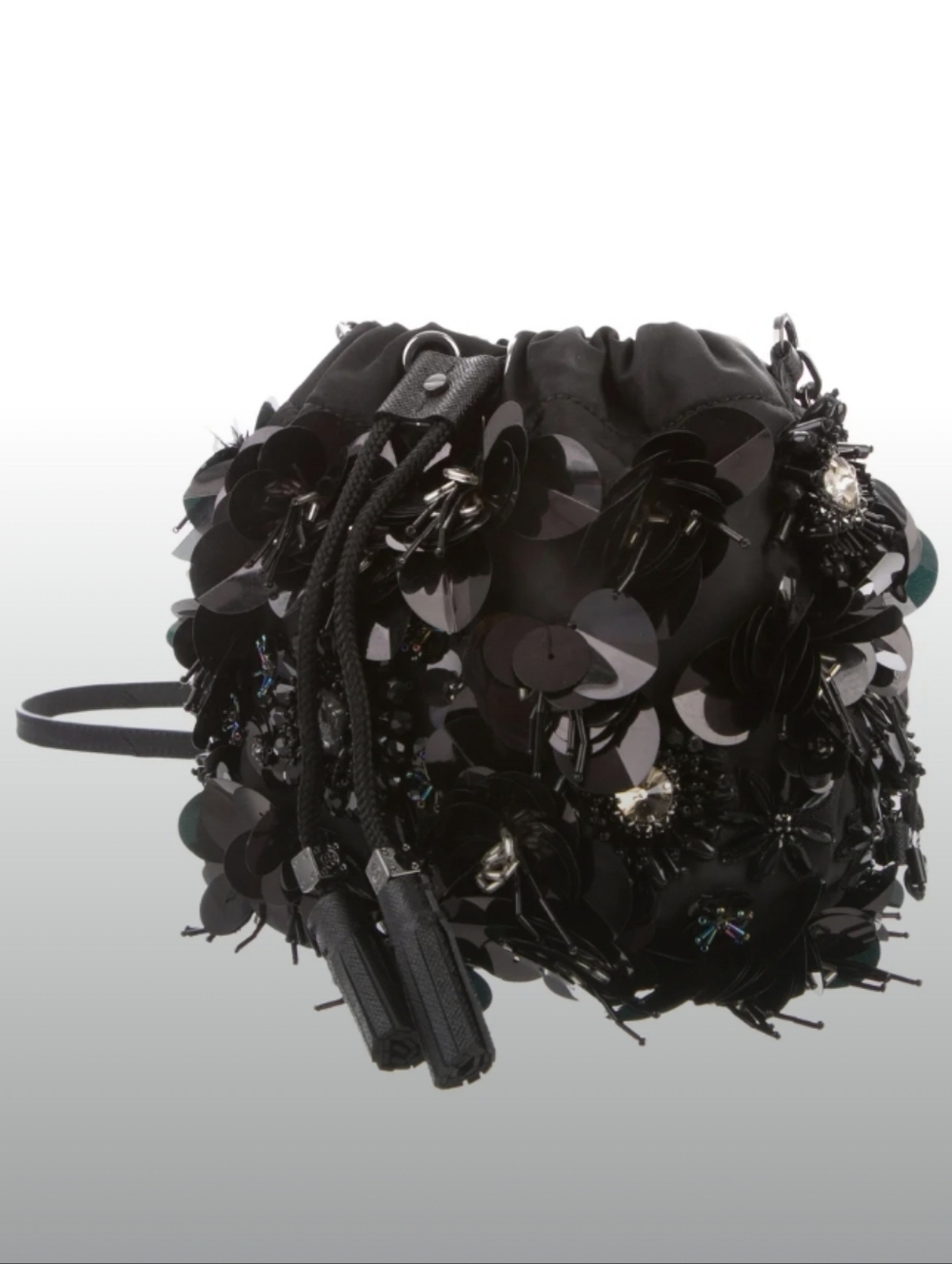 Tory Burch-Mini Flower Cluster Bead Stone Palettes Satin Crossbody Bag 🖤 - Picture 4 of 15